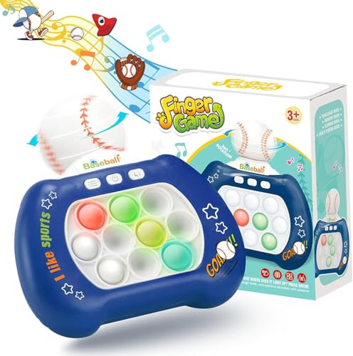 Gioco portatile per bambini, fino a 4 modalità di gioco, gioco a spinta rapida, fidget toy, console di gioco pop con bolle, gioco pop illuminato con palla girevole a 360°, regalo di compleanno per