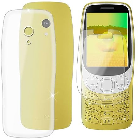 BUNAL für Nokia 3210 2024 (2.40) Handyhülle + Displayschutz(2 Sätze), Silikon Hülle rutschfeste Stoßfest Sturzsichere Schutzhülle Weich Bumper Case - Transparent