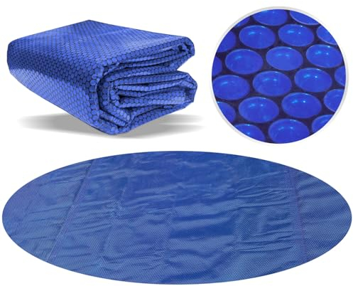 Poolpanda Elite Bâche solaire ronde 366 cm Épaisseur 400 µm Noir/bleu XL Bulles d'air Film solaire pour piscine