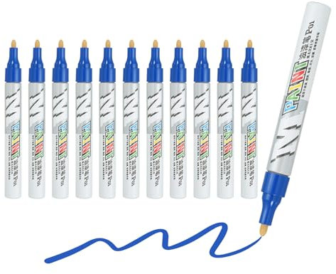 M&G Paint Marker Pens, 12Pcs Waterproof Paint Markers Quick Dry and Permanent Metallic Markers for Painting Stone, Wood, Plastic, Ceramic, Canvas, Glass, Tires, Blue