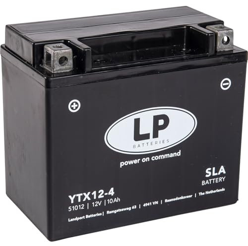 LANDPORT Batterie LTX12-4 12V 10 Ah, 150x87x130mm kompatibel für Piaggio MP3, X7, X9, XEvo, Yamaha TDM, TRX, YZF 750, Suzuki GSX-R 100, DR 650