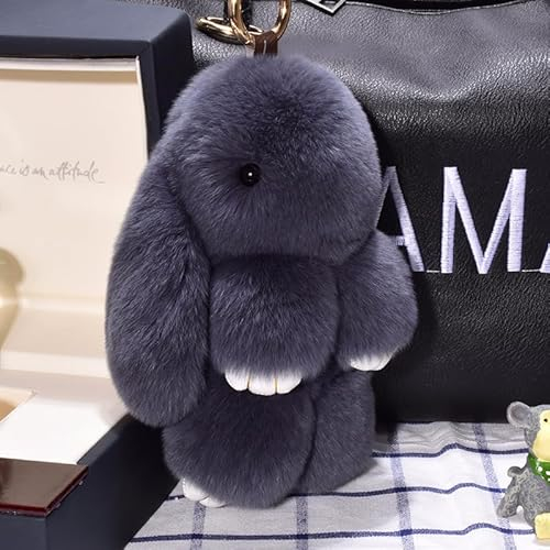 Bunny Lulu, Bunny Lulu Schlüsselanhänger, weicher Bunny PomPom, Bunnylulu Schlüsselanhänger, süßer handgefertigter Hase mit Schlüsselbund, süßer Kaninchenanhänger, der vorgibt, tot zu sein,,dark gray