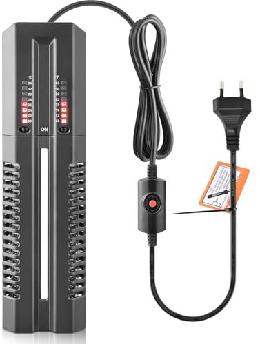 FEDOUR 400W Doppelrohr Aquarienheizer, Stabile Aquarium Heizstab mit Schutzkoffer, Einstellbarer Heizer für 180-400L Süß-/Salzwasser