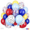 Dog Paw Balloons, 12 Inch Dog Paw Print Balloons, Royal Blue and Red Yellow Balloon, Red and Blue Confetti Balloon for Puppy Theme Boys Girls Birthday Baby Shower Party Decorations
