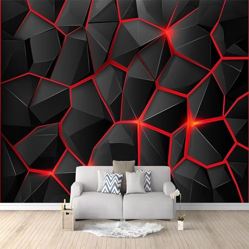 Schwarze Geometrische Risse Wandgemälde Tapete Benutzerdefinierte 3D-Wandbild 200x140 cm Schwarz Fototapete Für Schlafzimmer Wohnzimmer Sofa Tv Hintergrund Wanddekoration Vliespapier