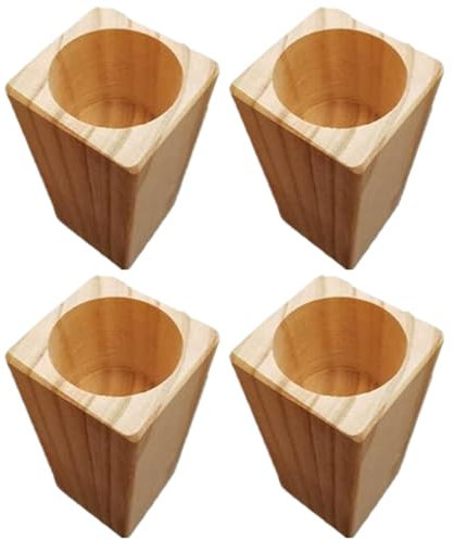 NIDONE 4Pcs Wood Bed Risers, 4 Inch Stable Table Leg Extenders with Dia. 2 Round Recessed Hole, Multifunctional Furniture Riser for Beds, Tables, Chairs and Sofas Legs,Bed Risers 4 Inch