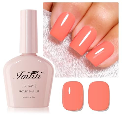 Imtiti Smalto per unghie corallo, 1 pezzo di smalto gel UV LED arancione corallo, lunga durata, nail art manicure fai da te a casa per la primavera e l'estate (10ML-955)