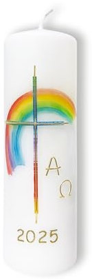 FRITZ COX Osterkerze 'Regenbogen', mit Jahreszahl, A&O, 15x6cm