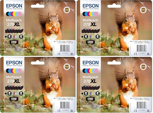 Epson 378XL High Yield Genuine Multipack, 6-colours Ink Cartridges, Claria Photo HD Ink (Pack of 4)