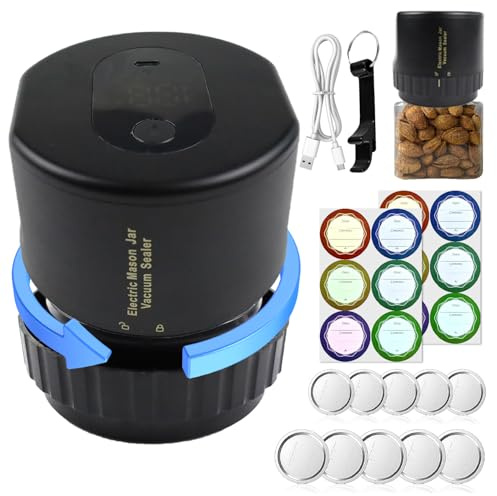 2026 New Electric Mason Jar Vacuum Sealer for Wide and Regular Mouth Mason Jars,Abnaok Automatic Vacuum Sealer for Jars with Bonus Lips & Labels & Bottle Opener,Jar Vaccum Sealer