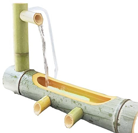 HUIBBGO Kit de Fontaine en Bambou, Fontaine intérieure ou extérieure, Fontaine en Bambou, décoration de Jardin, Fonction Cascade Feng Shui, 65 cm