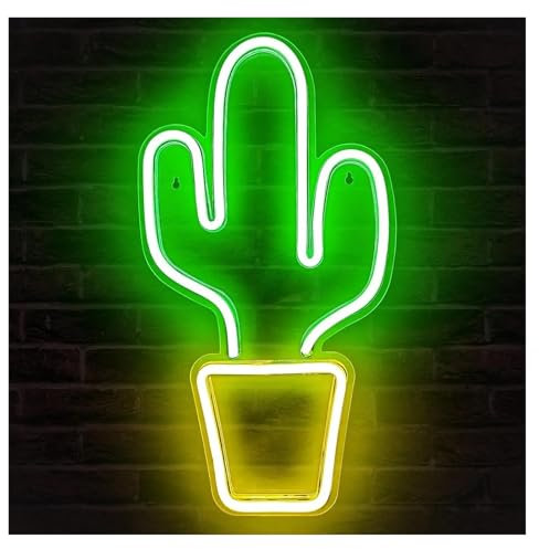 SHOUXI LED néon signe Enseignes Au Néon Cactus, Intensité Variable, LED Alimentées Par USB, Pour Chambre À Coucher, Bar, Fête D'anniversaire, Décoration Murale 24cm×44.5cm