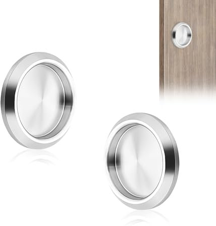 KLEHOPE 2 Piezas Uñero Puerta Corredera, 68 mm Acero Inoxidable 304 Pomo para Puertas de Cristal, Autoadhesivo Tirador Puerta Corredera, Redondo, para Puertas Correderas, Armarios Espejo, Alacenas
