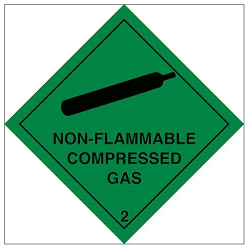 V Safety Hinweisschild Non-Flammable Compressed Gas, 100 x 100 mm, 2 mm, superrobuster Hartkunststoff