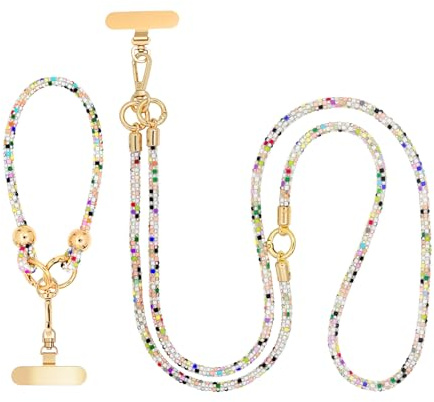 Crystal Phone Strap Crossbody and Wrist Lanyard, Anti Theft Layered Strap Crossbody & Wrist Strap Cell Phone Neck for Women (Colour)