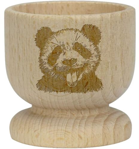 Azeeda 'Funny Face Panda' Wooden Egg Cup (EC00029691)