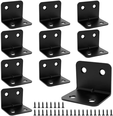 10 Stück Edelstahl Winkelverbinder, 38x30x30mm Lochplattenwinkel 90 Grad | Schwarz Winkelverbinder, Balkenwinkel Winkel Holzverbinder, mit Schrauben, für Möbel, Tabelle, Stuhl, Bücherregal, Schränke
