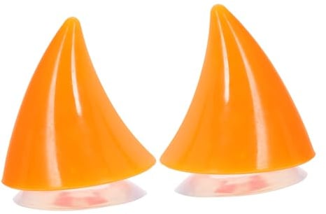 BESTonZON 2 Stück Motorradhelm Hörner Saugnapf Helmdeko Orange | Teufelshörner für Fahrrad Ski und Motorradhelm Dekoration Zubehör Wiederverwendbare Helmhörner Damen Herren Kinder 3x3x3cm