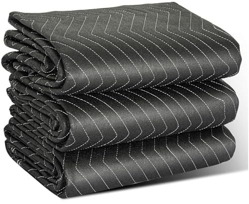 LNT France, 3 Couvertures Protection Déménagement 183x203cm, 520 g/m² | Environ 520 g/m², Robustes et épaisses, Pour meubles, planchers, appareils, Tissu non tissé coton recyclé