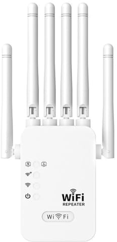 Répéteur WiFi Exterieur,2026 repeteur WiFi Puissant, Amplificateur WiFi 6 antennes, 2 Ports LAN,Répéteur WiFi 1200Mbps, Compatible avec Toutes Les Box Internet Ethernet Port