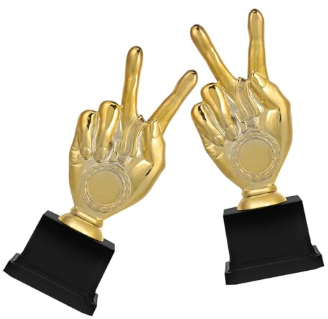Kisangel Lot de 2 Trophées Garçon et Filles Plastique Doré 18,5 Cm Coupe Récompense Sport et Jeu Mini Trophée Gymnastique Compétition Scolaire et Fête