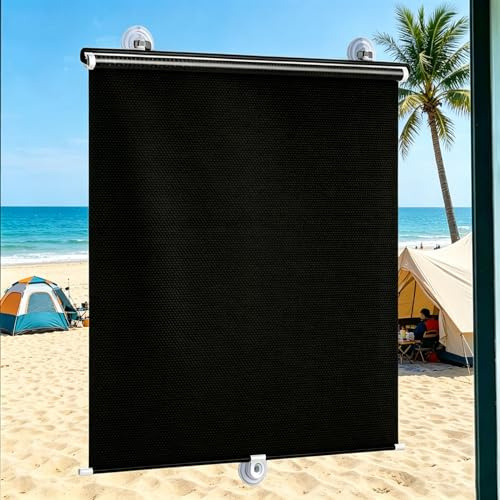 75X200cm Saugnapfes Rollo Fensterrollo,Thermorollo,Verdunkelungsrollo mit Saugnäpfen,UV-Schutz Fenster Rollos,90% Verdunkelung Rollo ohne Bohren für Autofenster,Schlafzimmer,Büro