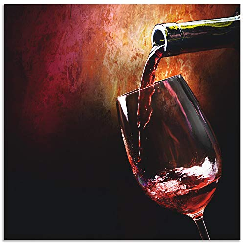 ARTland Wanddeko Wandbild Alu für Innen & Outdoor Metall Bild 50x50 cm Rotwein Italien Mediterran Getränke Wein Malerei T5PV