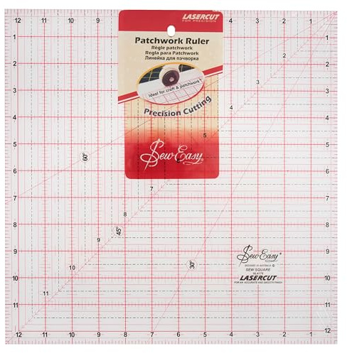 Wide Range of Sew Easy Patchwork and Quilting Rulers Different Shapes and Sizes (Square Quilting Ruler 12.5 x12.5 inch)