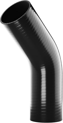 Tuyau coudé renforcé en silicone pour liquide de refroidissement et turbo 45° Noir 40 mm