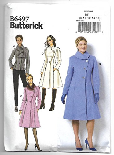 Butterick Patterns 6497 Miss Petite Jacket and Coat,Sizes 8-16, Paper, Multicoloured, B5 (8-10-12-14-16)