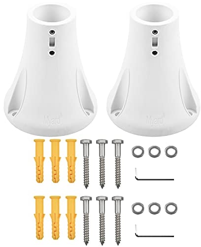 Myard 6 Surface Mount Base Anchor Flange for 1.9 Swimming Pool Rail Handrail Ladder to Concrete or Wood Deck (Ivory White, 2-Pack)