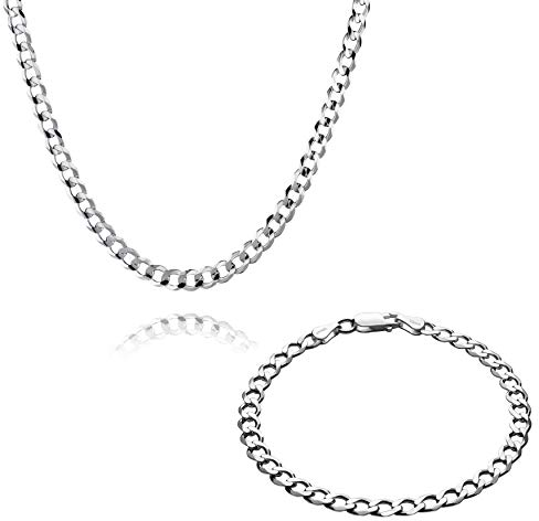 Herren Silber Schmuckset Kette Armband 925 Sterling EU Qualität