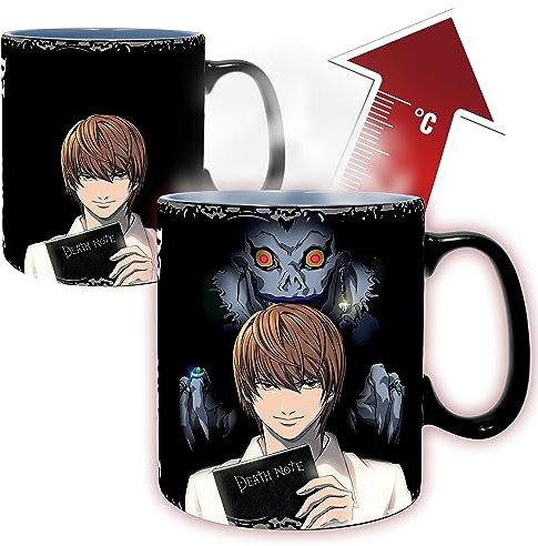 ABYSTYLE Death Note Kira & L Heat Change Ceramic Color Changing Coffee Tea Mug 16 Oz. Features L, Light & Ryuk Anime Manga Drinkware Home Essential Gift (ABYMUG611)