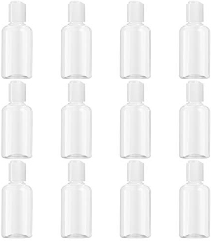 TOYANDONA 75 ML Bouteilles Vides en Plastique Transparent Ronde Réutilisables 12 Pièces (Couleur de Bouchon Aléatoire) pour Voyage, Sports, Soins Personnels