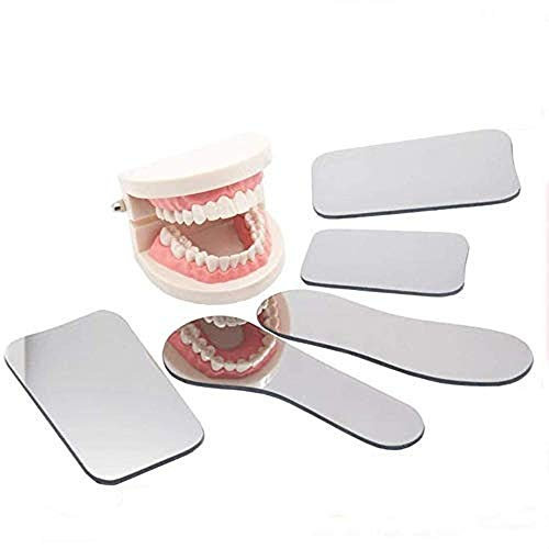 5pcs Dental Photography Mirrors, Dental Orthodontic Intraoral Photographic Reflector Mirror Two-Sided Rhodium Glass Mirrors with Storage Bag