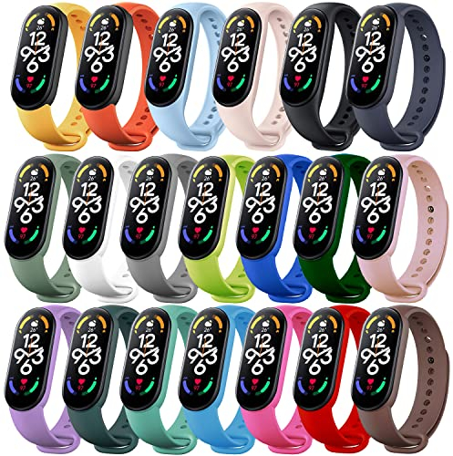 Monuary 20 Cinturini compatibili con Xiaomi Mi Band 7 / Mi Band 6 / Mi Band 5, Cinturino Mi Band 7, Realizzato in TPU, Lunghezza Regolabile, Confortevole e Traspirante
