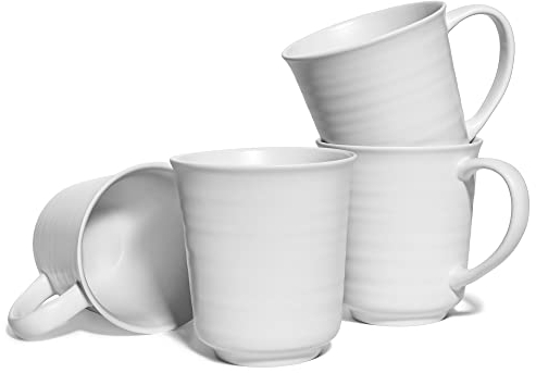 Elanze Designs Kaffeetassen aus Steingut, matt, Glasur, 483 ml, 4 Stück