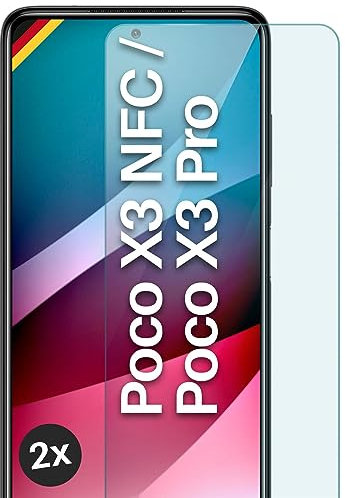 moex Cristal templado transparente compatible con Xiaomi Poco X3 NFC / X3 Pro, película protectora de pantalla inastillable, blindada, 2 piezas