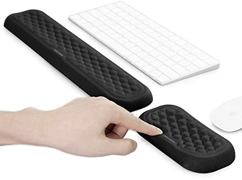 VAYDEER Keyboard and Mouse Wrist Rest Pad Padded Memory Foam Hand Rest Support for Office,Computer,Laptop,Mac Typing and Wrist Pain Relief and Repair(14.17+5.91 inches,Black)