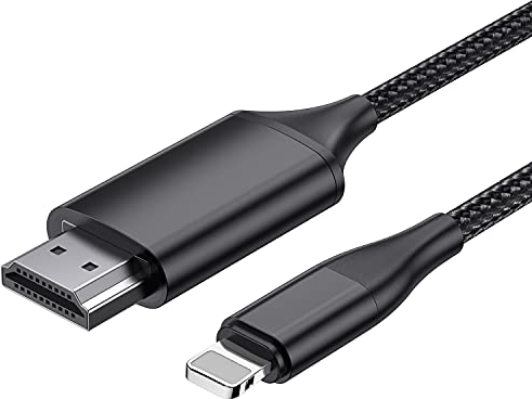idoove Câble HDMI pour iPhone, câble convertisseur HDMI 2.0m, iPhone/iPad vers TV, câble de connexion HDMI, iOS 16, 15, 14, 13, sortie TV YouTube, HD1080P Noir