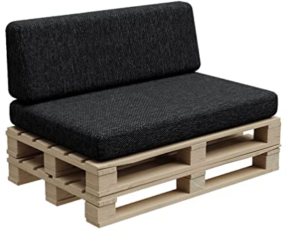 Gutekissen, cuscini in pallet, cuscini in pallet, cuscini da giardino, sovrapposizioni in pallet, divano, cuscini, imbottiture Indoor Outdoor PFBG (Set (120x80 + 120x35), Grafite)