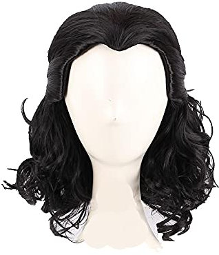 WHBHD Loki Cosplay Perücke Loki Black Courly Hitzebeständige Synthetische Haare Comic Loptr Rollenspielperücken + Perücke Kappe