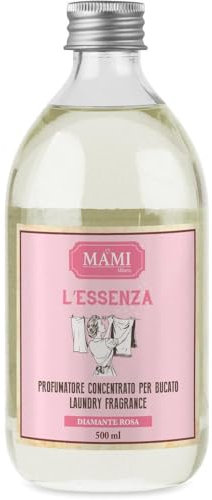 Mami Milano Profumatore per il Bucato Diamante Rosa, Confezione 500 ml in Bottiglia di Vetro - Fragranza Lussuosa e Persistente, Ideale per Tessuti Delicati, Design Elegante e Raffinato