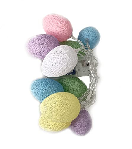 Oster-Lichterkette aus Baumwollfaden, in Eierform, LED-Lampe, für Innen- und Außenbereich, Baum, Schlafzimmer, Dekoration, LED-Lichterkette für den Außenbereich (Batteriekasten, 3 m)