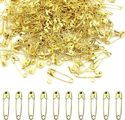 Yosawo 500 Stück Mini Sicherheitsnadeln 20mm Klein Safety pins für Nähen Kleidung DIY Handwerk (Gold)
