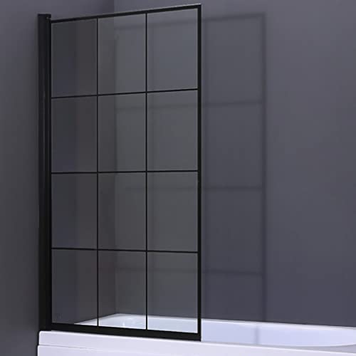 VBChome Duschwand 80 x 140cm Schwarz Duschabtrennung Faltwand Spritzschutz Badewannenaufsatz Faltwand für Badewanne Modern Hoche Qualität