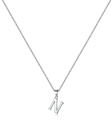 TINGN Halskette Damen Silber 925, Zierliche Kette mit Buchstaben Hypoallergene Initialen Halskette Mädchen Buchstaben B Kette Anhänger Silber Buchstabenkette für Damen Mädchen Geschenke für Frauen
