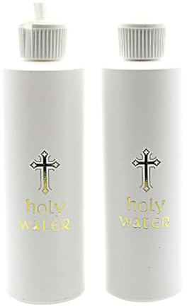 Zerodeko Lot de 2 bouteilles d'eau sacrée vides, conteneur en forme de croix, bouteille d'eau sacrée chrétienne catholique, rechargeable, pour la maison, les fêtes (250 ml)