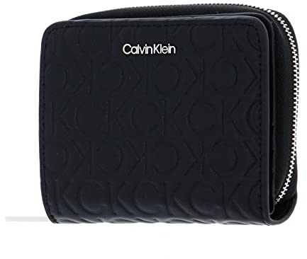 Calvin Klein CK Must Zip Around Wallet with Flap Embossed M CK Black