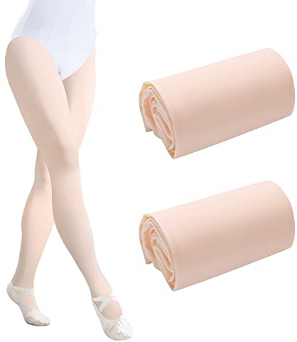 AIEX 2 pairs Ballet Dance Tights Footed, Ballet Legging Stocking Pantyhose for Girls Kids Women Toddler Students Practice (Ballettrosa, L)